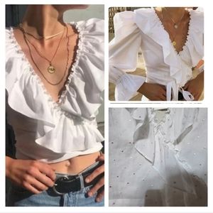 Courtyard LA Swiss Dot Wrap Top